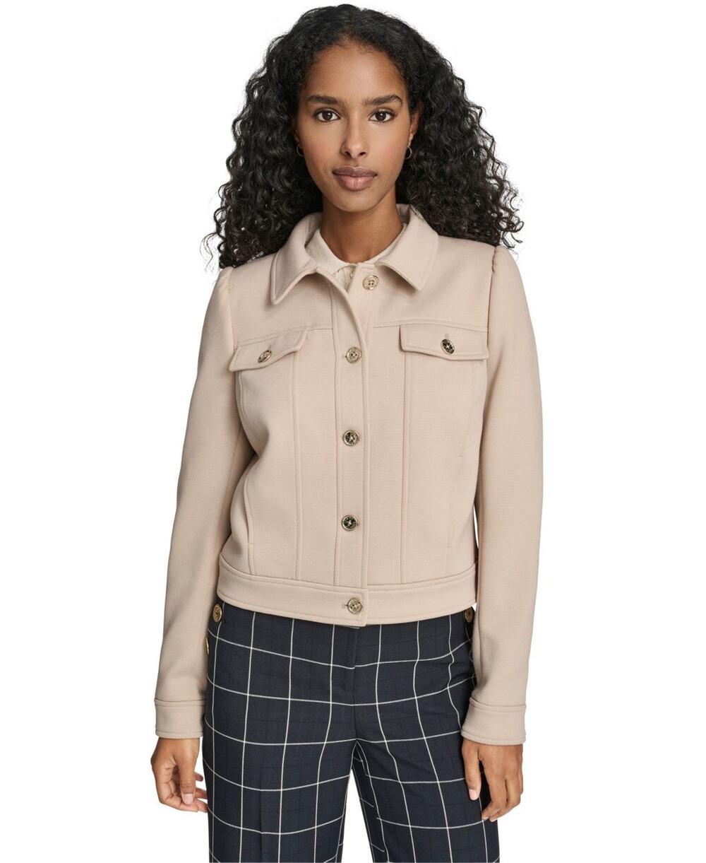 Tommy Hilfiger Women's Point Collar Trucker Jacket Khaki Size 16 3874